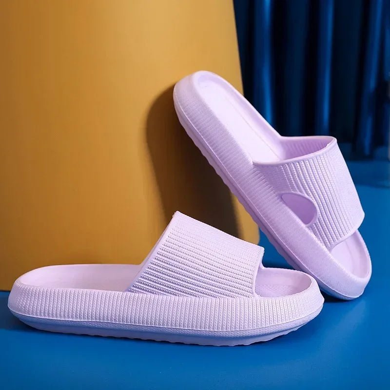 EVA Beach Slippers Thick Sole 4cm Cloud - Like Comfort Home Use Couple Height Increasing Indoor Solid Color Summer Sandals - SwiftTrends™