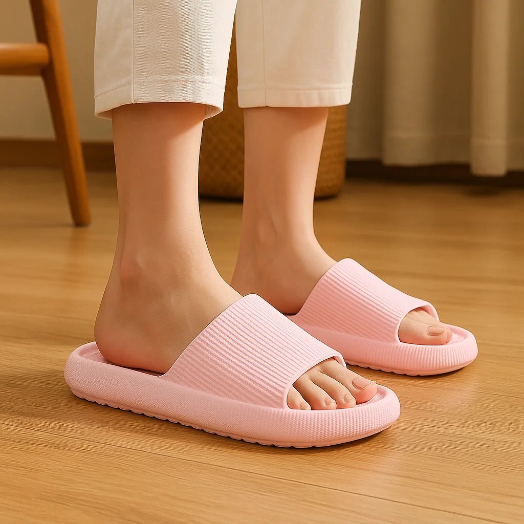 EVA Beach Slippers Thick Sole 4cm Cloud - Like Comfort Home Use Couple Height Increasing Indoor Solid Color Summer Sandals - SwiftTrends™