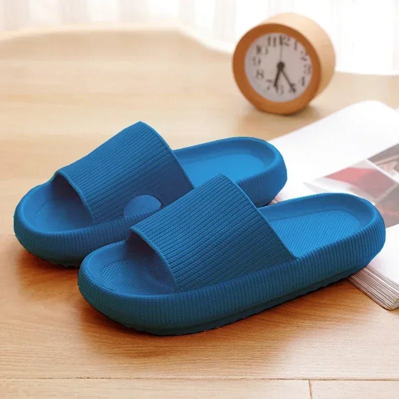 EVA Beach Slippers Thick Sole 4cm Cloud - Like Comfort Home Use Couple Height Increasing Indoor Solid Color Summer Sandals - SwiftTrends™