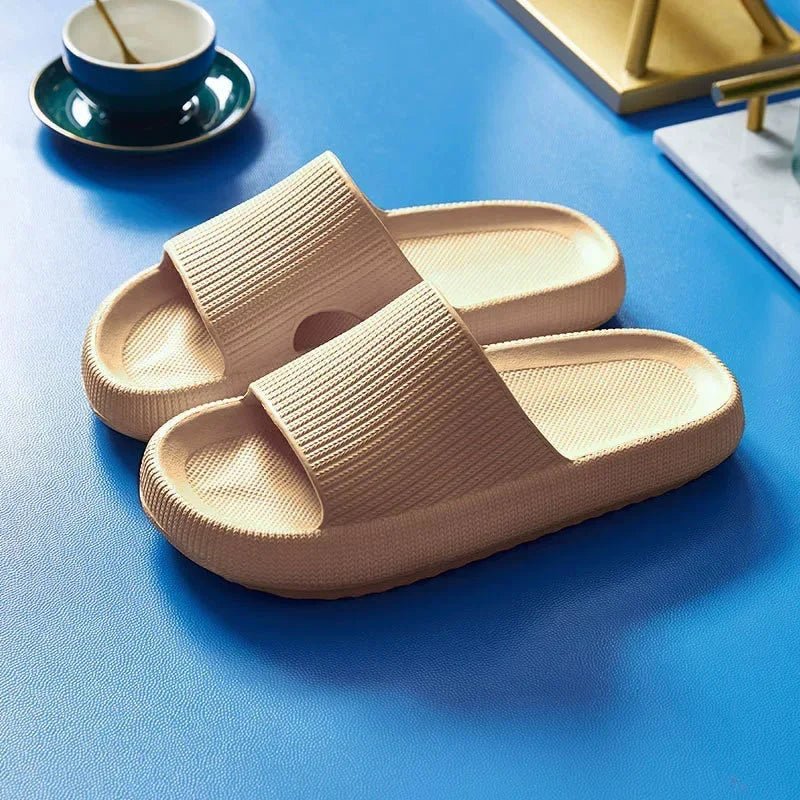 EVA Beach Slippers Thick Sole 4cm Cloud - Like Comfort Home Use Couple Height Increasing Indoor Solid Color Summer Sandals - SwiftTrends™