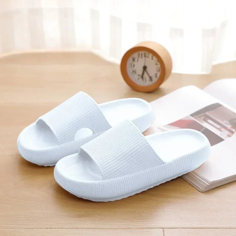 EVA Beach Slippers Thick Sole 4cm Cloud - Like Comfort Home Use Couple Height Increasing Indoor Solid Color Summer Sandals - SwiftTrends™
