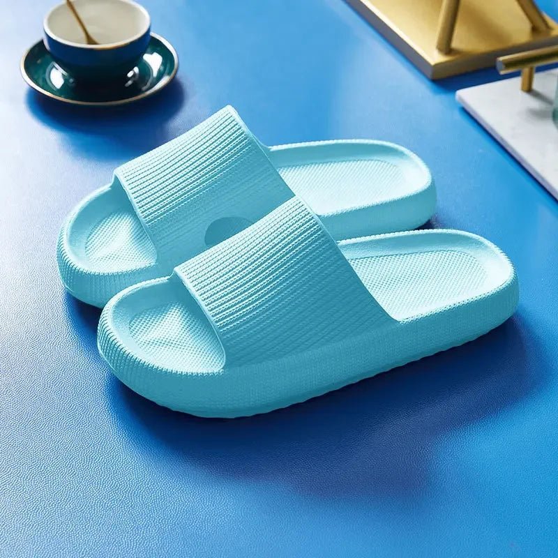 EVA Beach Slippers Thick Sole 4cm Cloud - Like Comfort Home Use Couple Height Increasing Indoor Solid Color Summer Sandals - SwiftTrends™