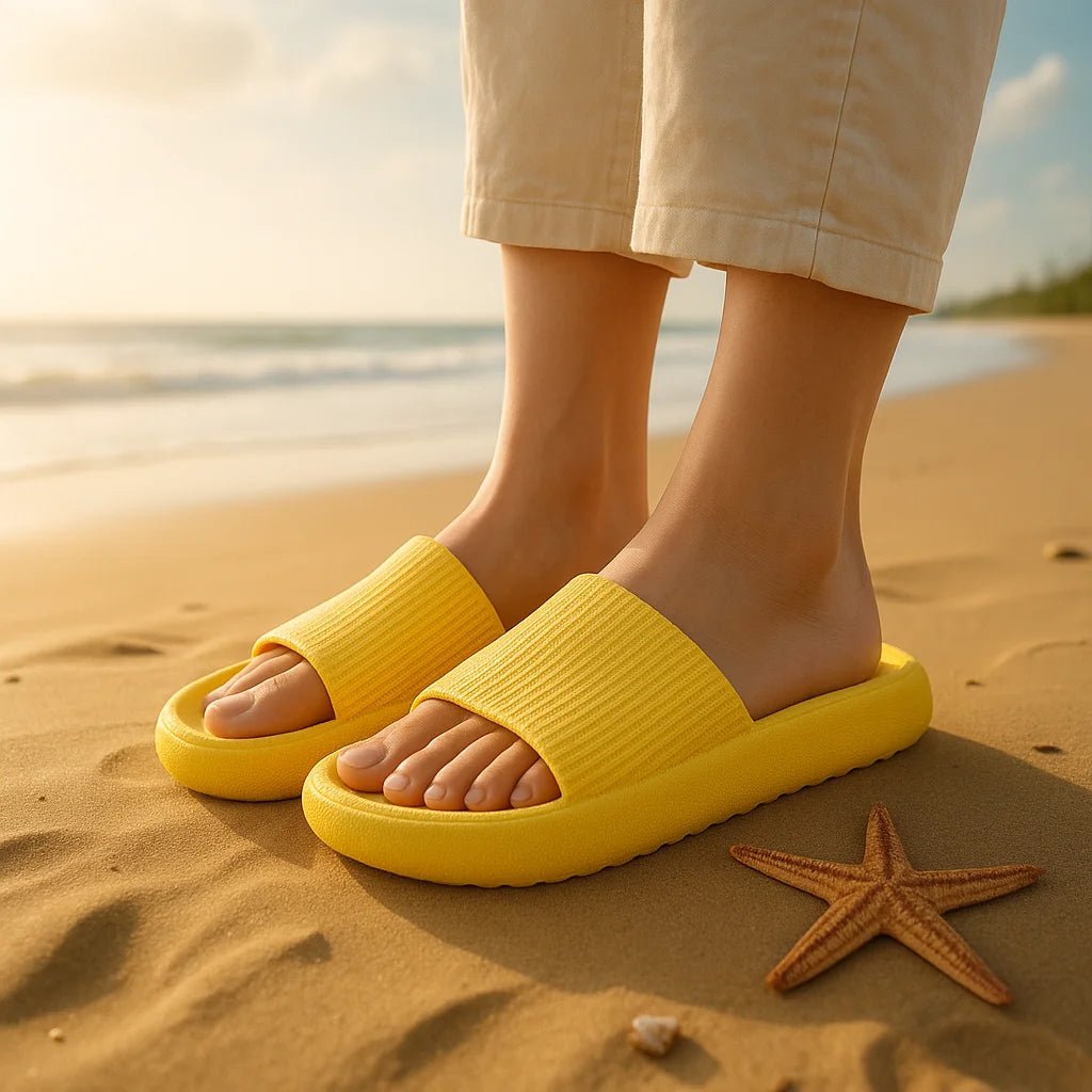 EVA Beach Slippers Thick Sole 4cm Cloud - Like Comfort Home Use Couple Height Increasing Indoor Solid Color Summer Sandals - SwiftTrends™