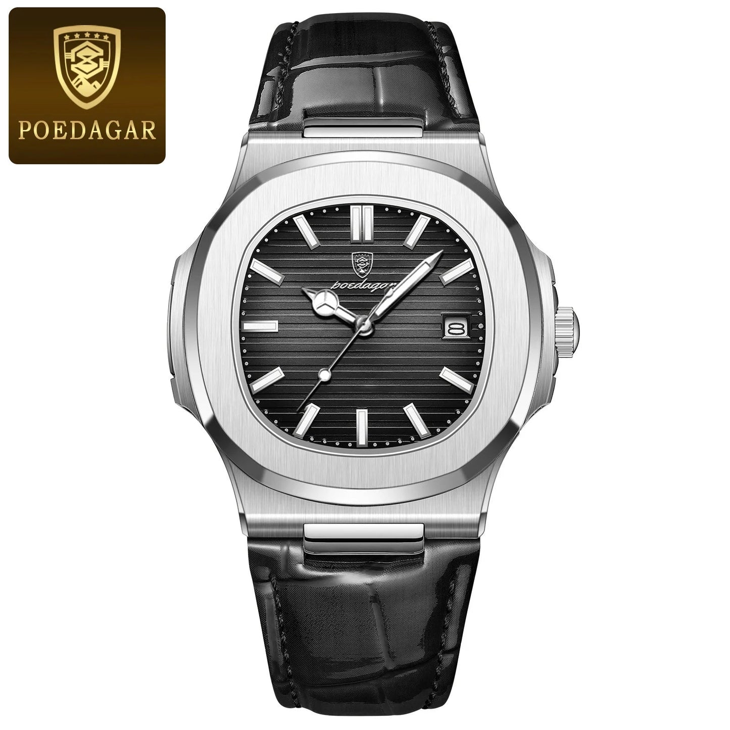 POEDAGAR Luxury Man Wristwatch Waterproof Luminous Date Leather Men's Watches Sports Square Men Watch Casual Quartz Male Clocks - SwiftTrends™