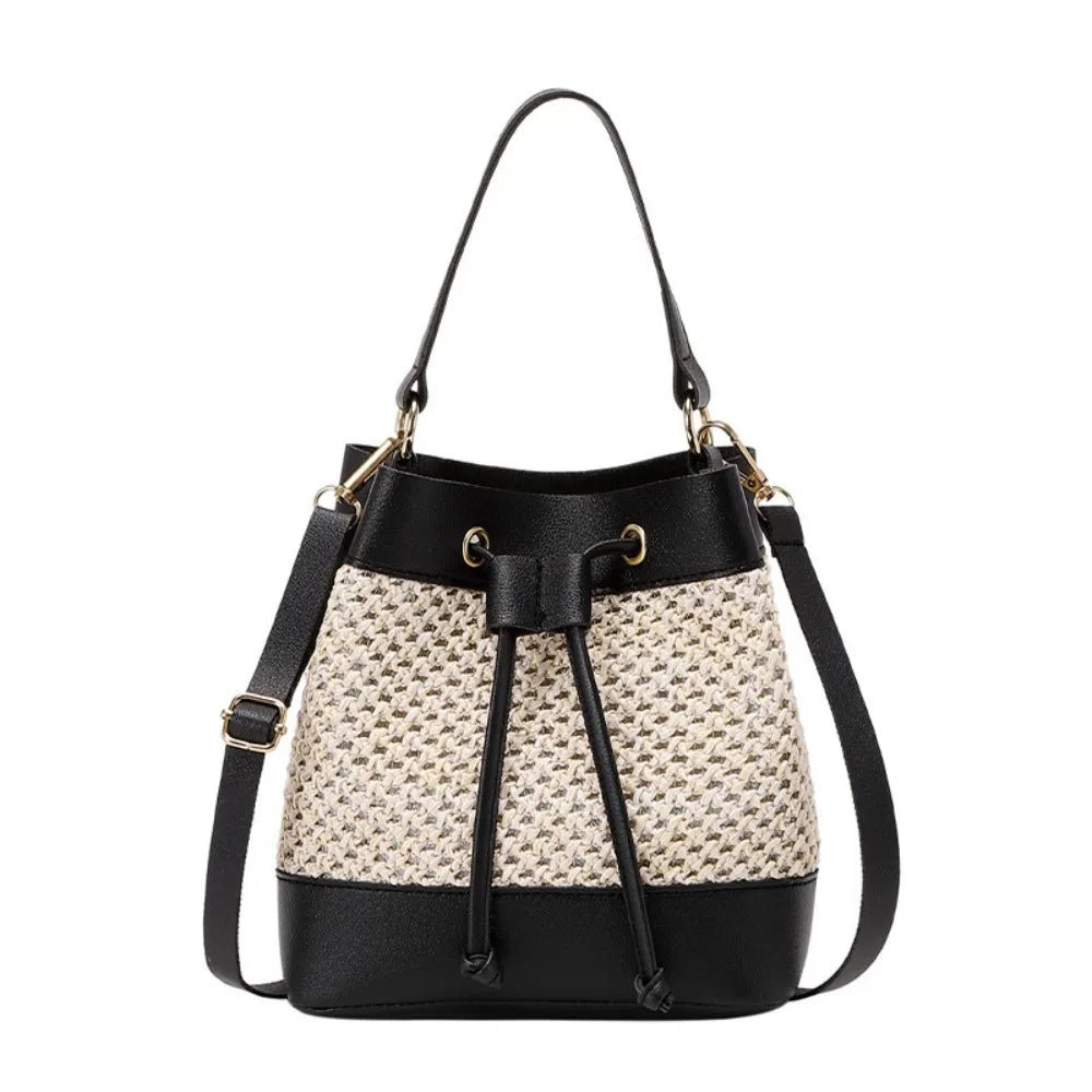 Bundle Pocket Straw Crossbody Bag Commute Handbag Drawstring Bucket Bag Messenger Bag Large Capacity Beach Shoulder Bag Girls - SwiftTrends™