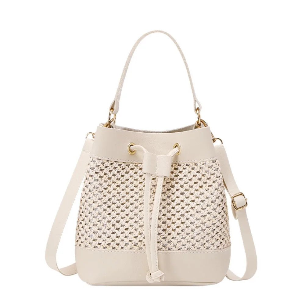 Bundle Pocket Straw Crossbody Bag Commute Handbag Drawstring Bucket Bag Messenger Bag Large Capacity Beach Shoulder Bag Girls - SwiftTrends™