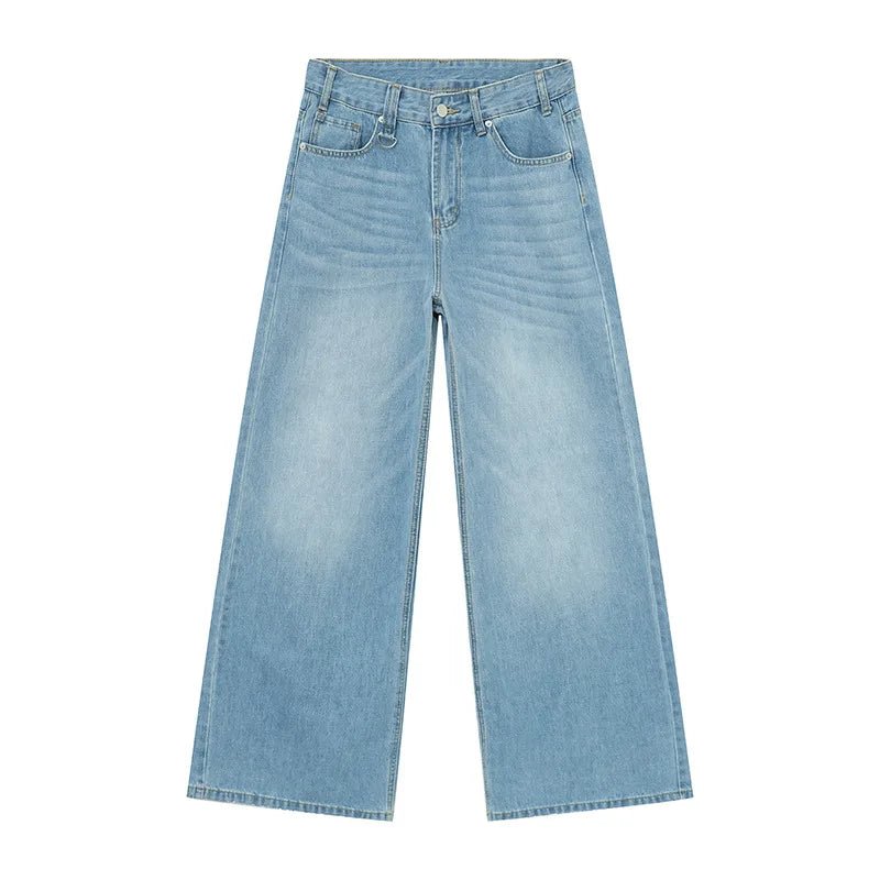 IEFB Summer Men's Denim Pants Old Blue Washed Male Jeans Straight Casual Menwear Loose Wide Leg Trousers New Fashion 9C354 - SwiftTrends™