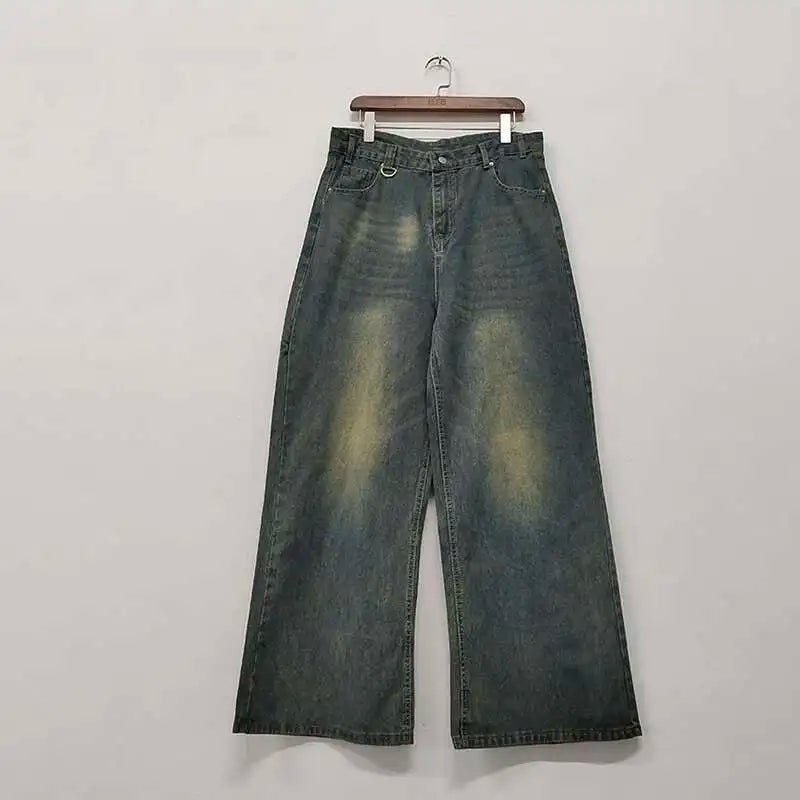 IEFB Summer Men's Denim Pants Old Blue Washed Male Jeans Straight Casual Menwear Loose Wide Leg Trousers New Fashion 9C354 - SwiftTrends™