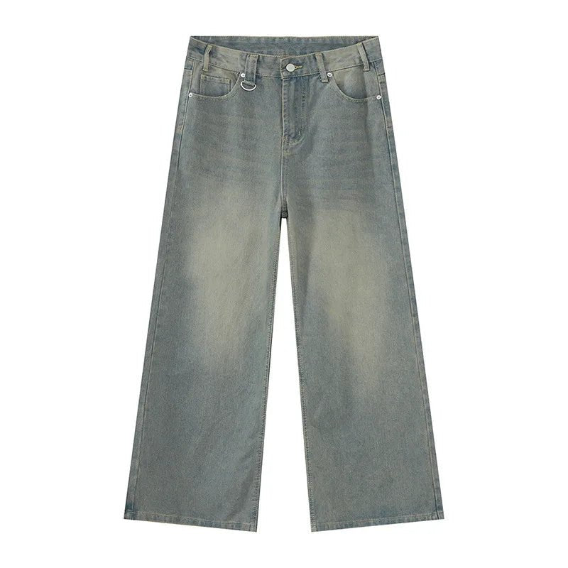 IEFB Summer Men's Denim Pants Old Blue Washed Male Jeans Straight Casual Menwear Loose Wide Leg Trousers New Fashion 9C354 - SwiftTrends™