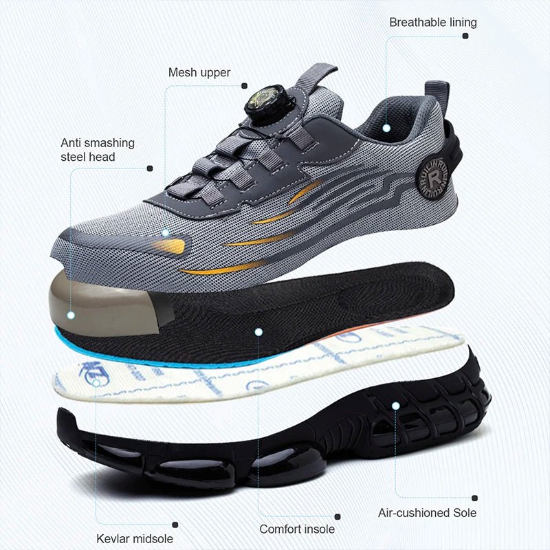 Indestructible Steel Toe Protective Safety Shoes Slip Resistant Abrasion Resistant Work Shoes Men Tough Comfortable Sneaker ﻿ - SwiftTrends™
