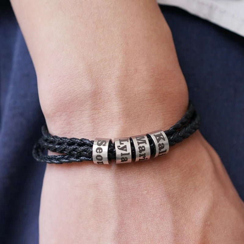 MaiLun 1pc Customized Names Beads Men Braided Bracelet - SwiftTrends™
