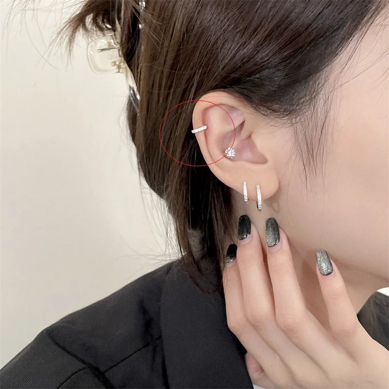 New Fashion Fine Zircon 925 Sterling Silver C Type Clip Earrings Punk Rock Unisexual Rhinestone No Hole Ear Clip Earring Jewelry - SwiftTrends™