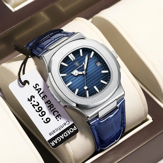 POEDAGAR Luxury Man Wristwatch Waterproof Luminous Date Leather Men's Watches Sports Square Men Watch Casual Quartz Male Clocks - SwiftTrends™