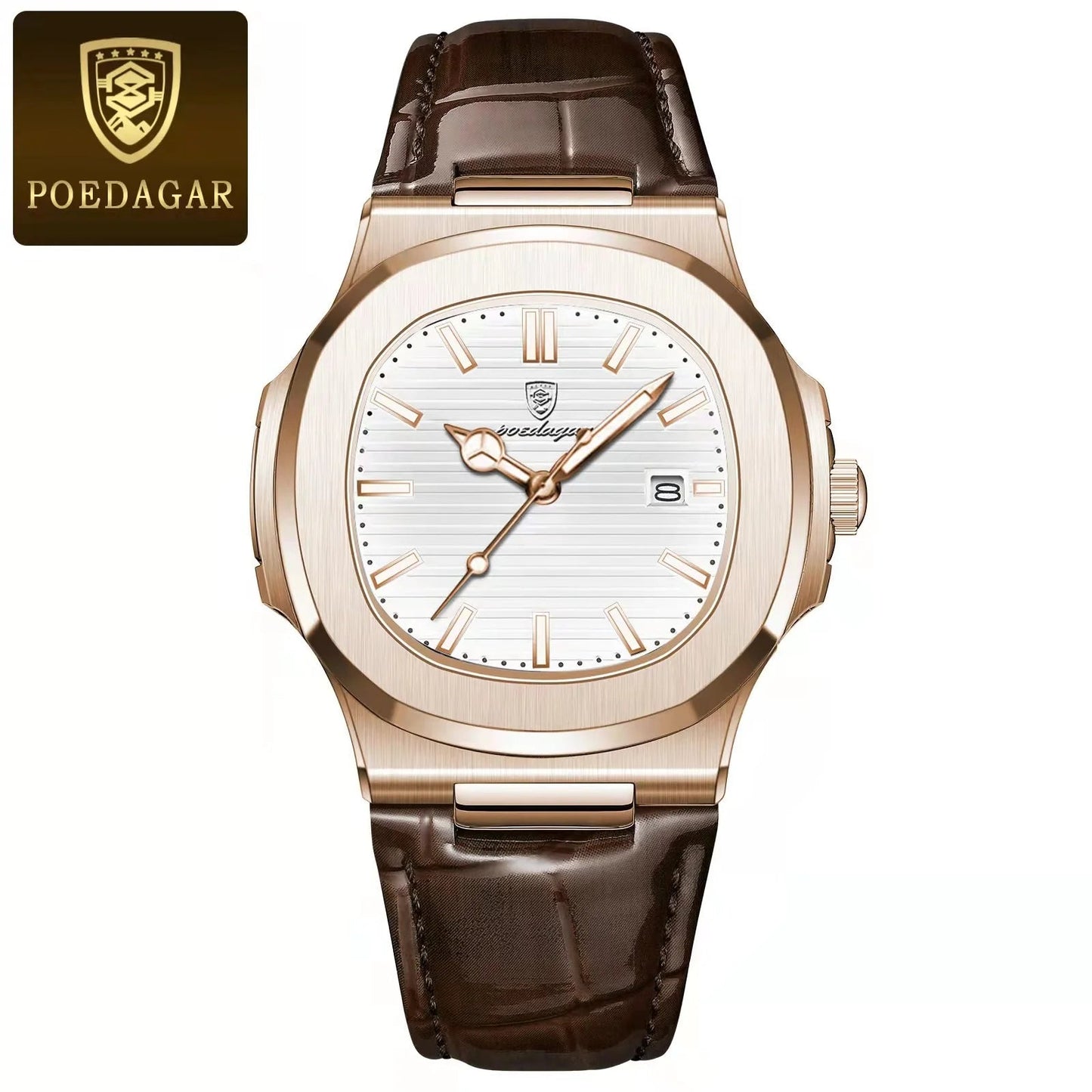POEDAGAR Luxury Man Wristwatch Waterproof Luminous Date Leather Men's Watches Sports Square Men Watch Casual Quartz Male Clocks - SwiftTrends™