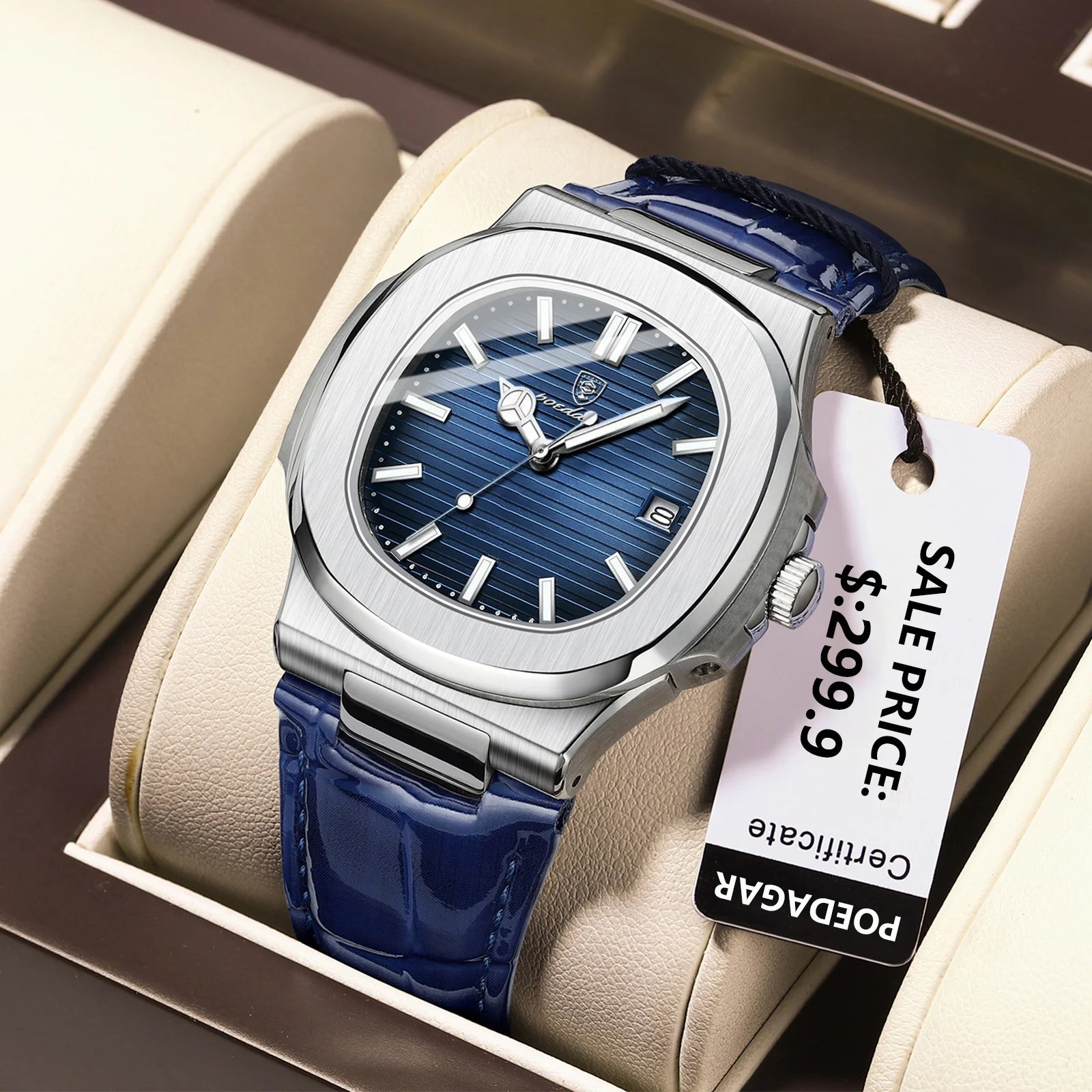 POEDAGAR Luxury Man Wristwatch Waterproof Luminous Date Leather Men's Watches Sports Square Men Watch Casual Quartz Male Clocks - SwiftTrends™
