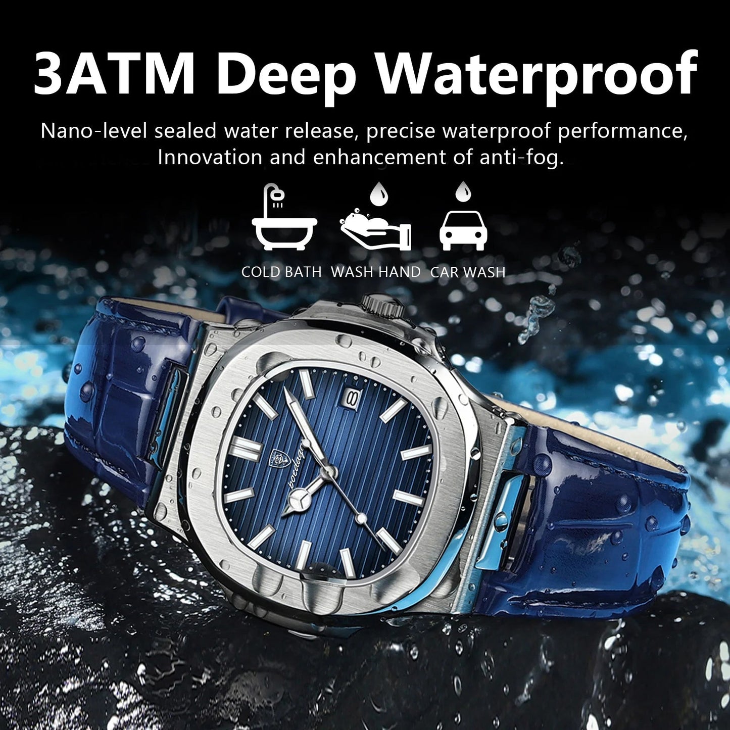 POEDAGAR Luxury Man Wristwatch Waterproof Luminous Date Leather Men's Watches Sports Square Men Watch Casual Quartz Male Clocks - SwiftTrends™