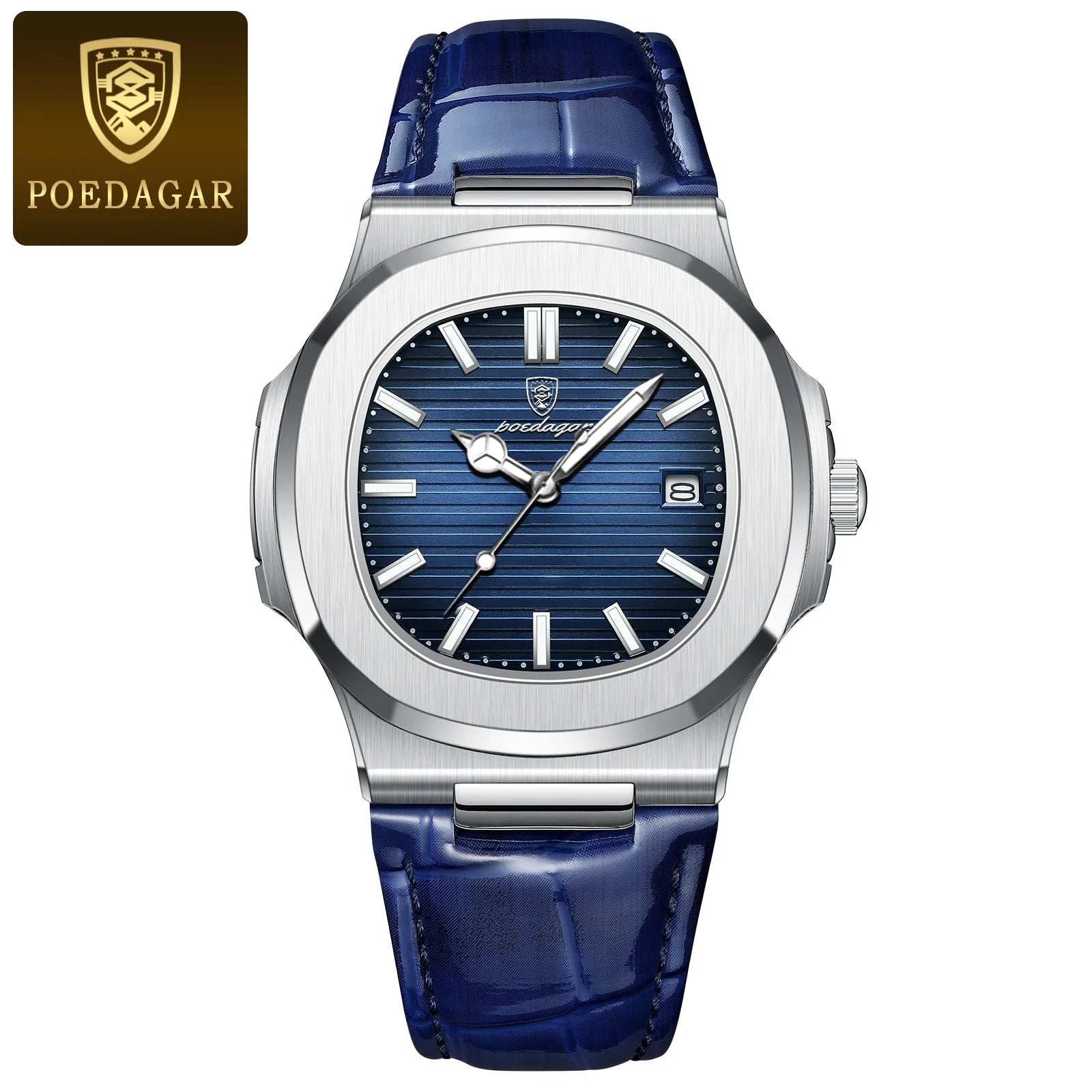 POEDAGAR Luxury Man Wristwatch Waterproof Luminous Date Leather Men's Watches Sports Square Men Watch Casual Quartz Male Clocks - SwiftTrends™