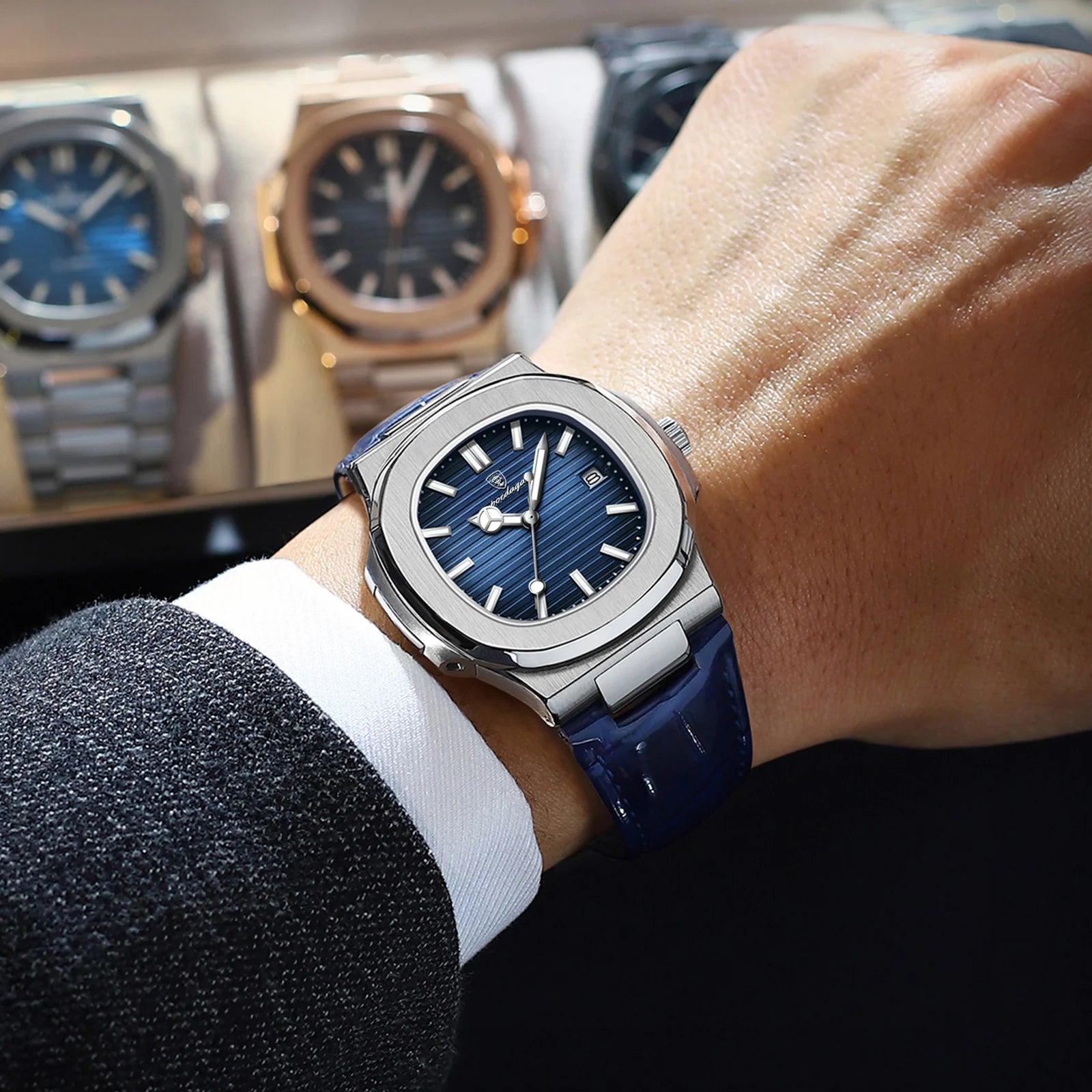POEDAGAR Luxury Man Wristwatch Waterproof Luminous Date Leather Men's Watches Sports Square Men Watch Casual Quartz Male Clocks - SwiftTrends™