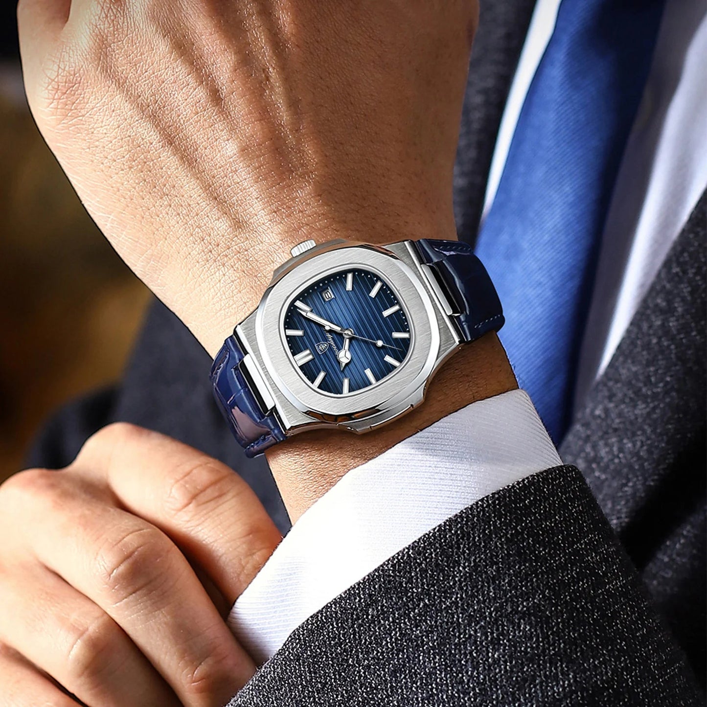 POEDAGAR Luxury Man Wristwatch Waterproof Luminous Date Leather Men's Watches Sports Square Men Watch Casual Quartz Male Clocks - SwiftTrends™