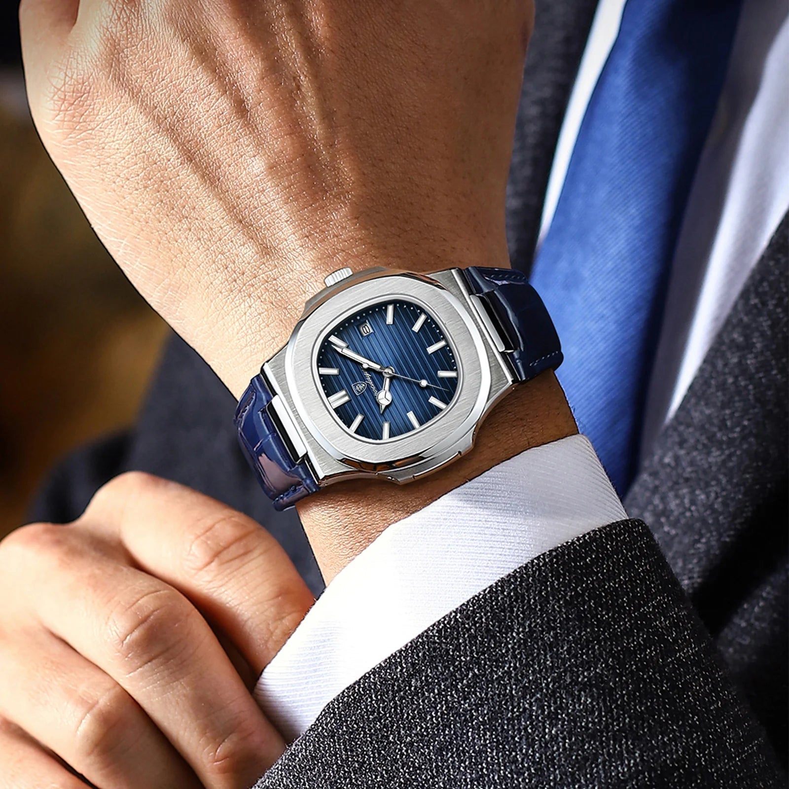 POEDAGAR Luxury Man Wristwatch Waterproof Luminous Date Leather Men's Watches Sports Square Men Watch Casual Quartz Male Clocks - SwiftTrends™