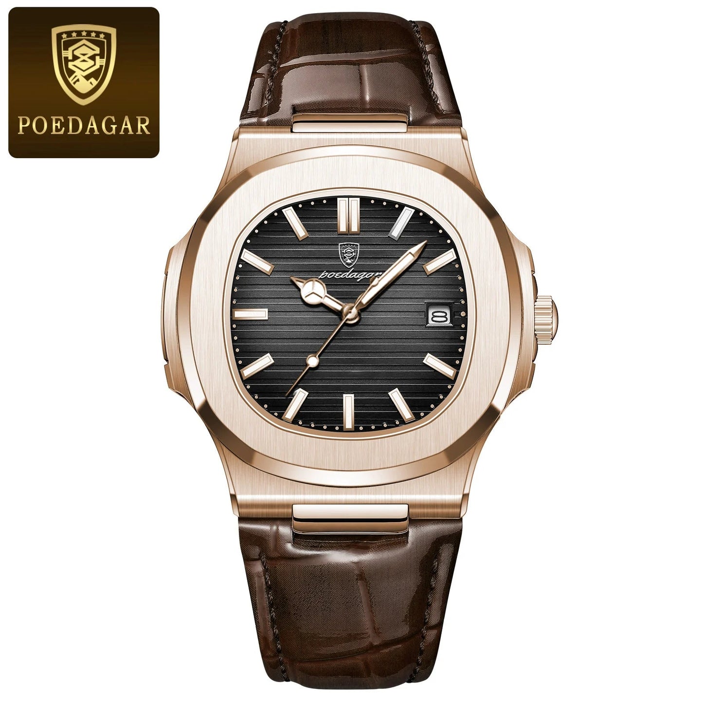 POEDAGAR Luxury Man Wristwatch Waterproof Luminous Date Leather Men's Watches Sports Square Men Watch Casual Quartz Male Clocks - SwiftTrends™