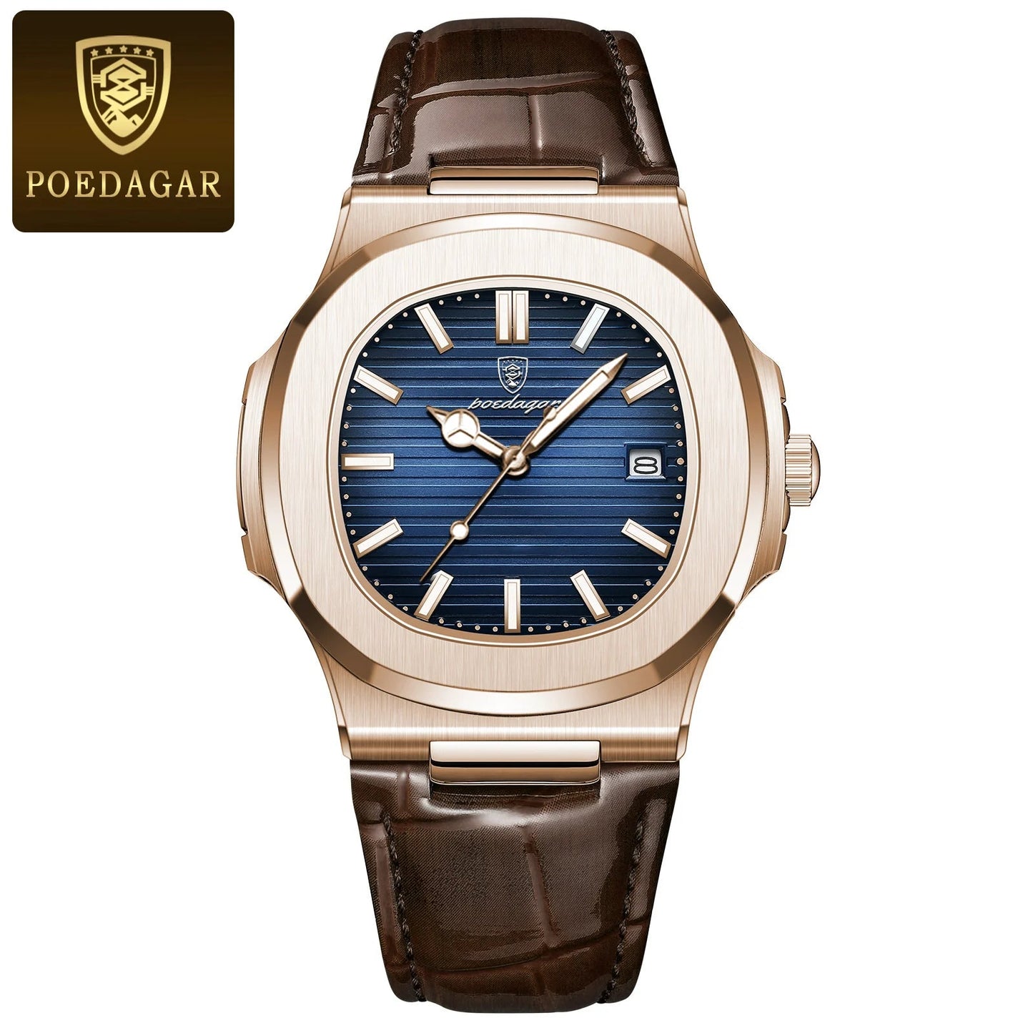 POEDAGAR Luxury Man Wristwatch Waterproof Luminous Date Leather Men's Watches Sports Square Men Watch Casual Quartz Male Clocks - SwiftTrends™
