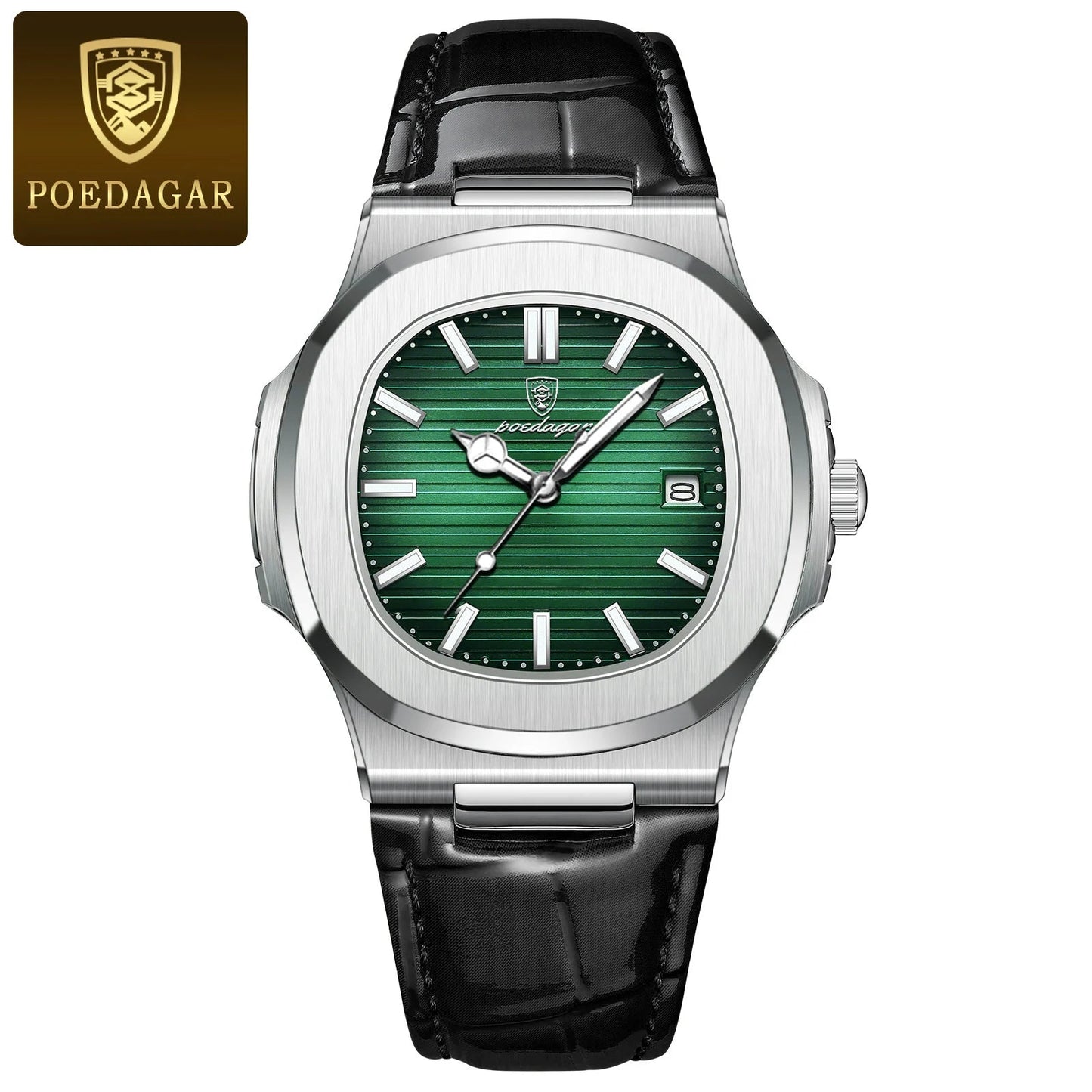 POEDAGAR Luxury Man Wristwatch Waterproof Luminous Date Leather Men's Watches Sports Square Men Watch Casual Quartz Male Clocks - SwiftTrends™