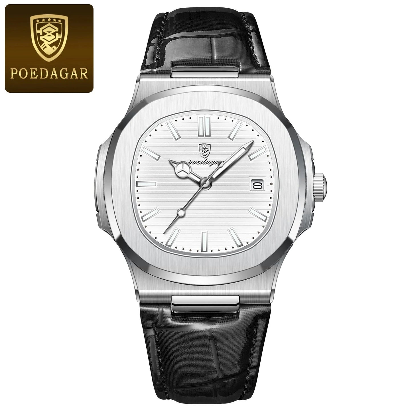 POEDAGAR Luxury Man Wristwatch Waterproof Luminous Date Leather Men's Watches Sports Square Men Watch Casual Quartz Male Clocks - SwiftTrends™