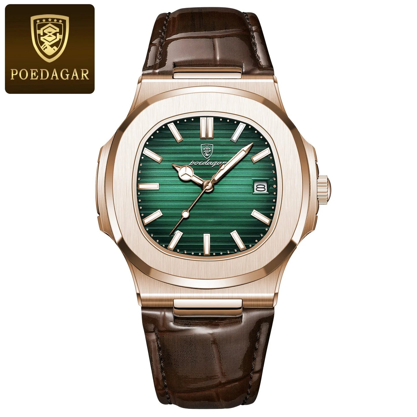 POEDAGAR Luxury Man Wristwatch Waterproof Luminous Date Leather Men's Watches Sports Square Men Watch Casual Quartz Male Clocks - SwiftTrends™