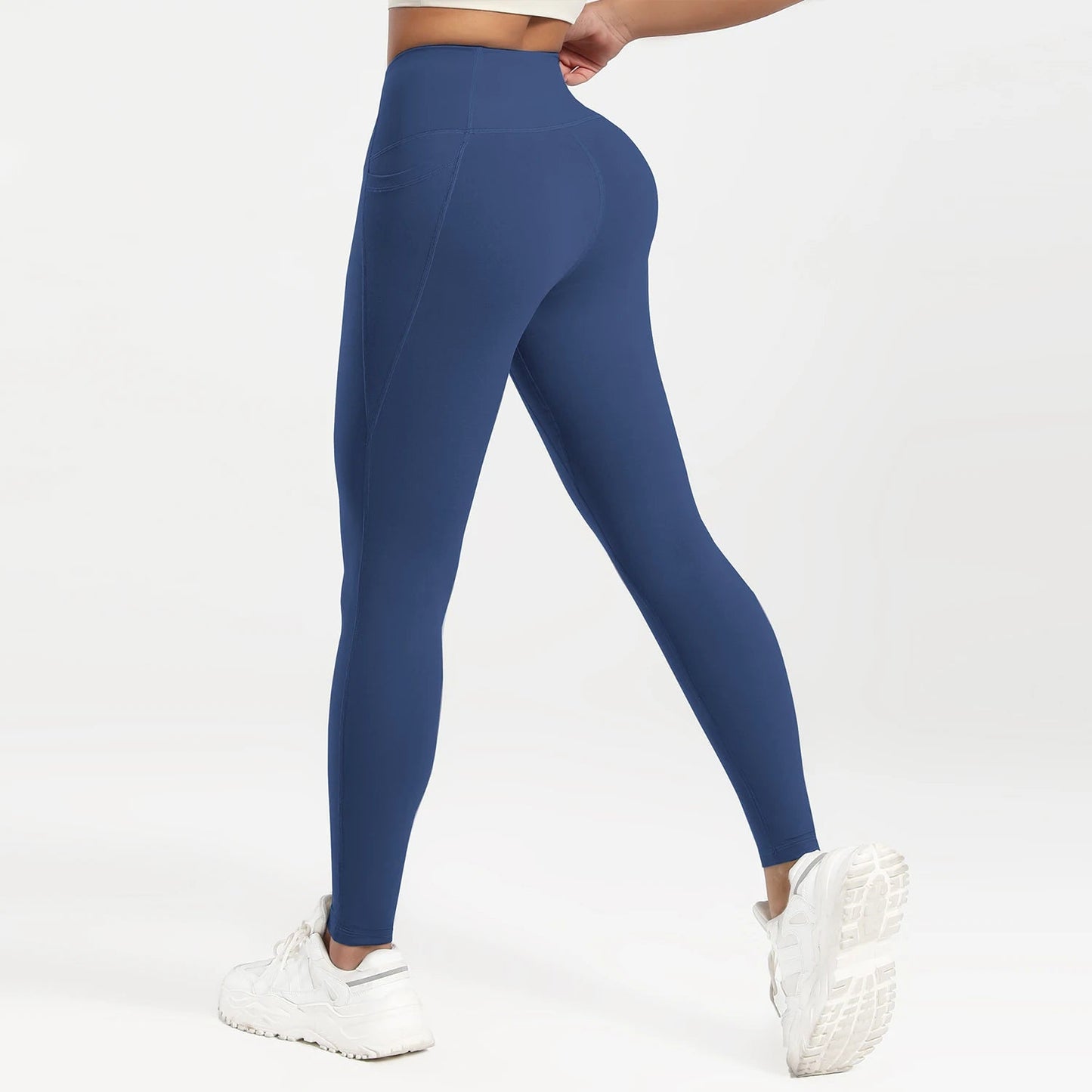 Solid Color Back Waist Pocket High Waist Fitness Yoga Legging soft Women Sport Pant Tight Butter Athletic Gym Ankle - Length Pants - SwiftTrends™