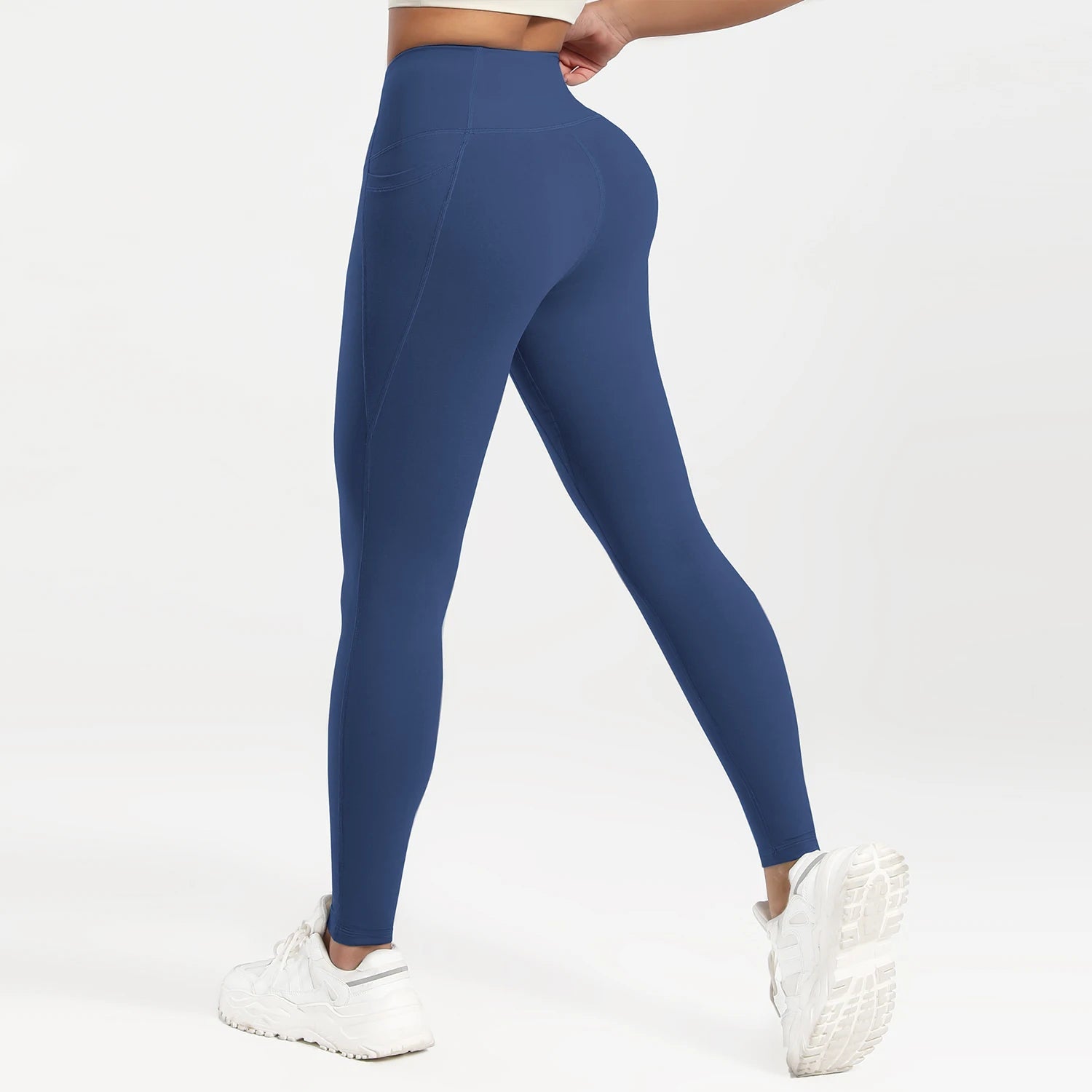 Solid Color Back Waist Pocket High Waist Fitness Yoga Legging soft Women Sport Pant Tight Butter Athletic Gym Ankle - Length Pants - SwiftTrends™