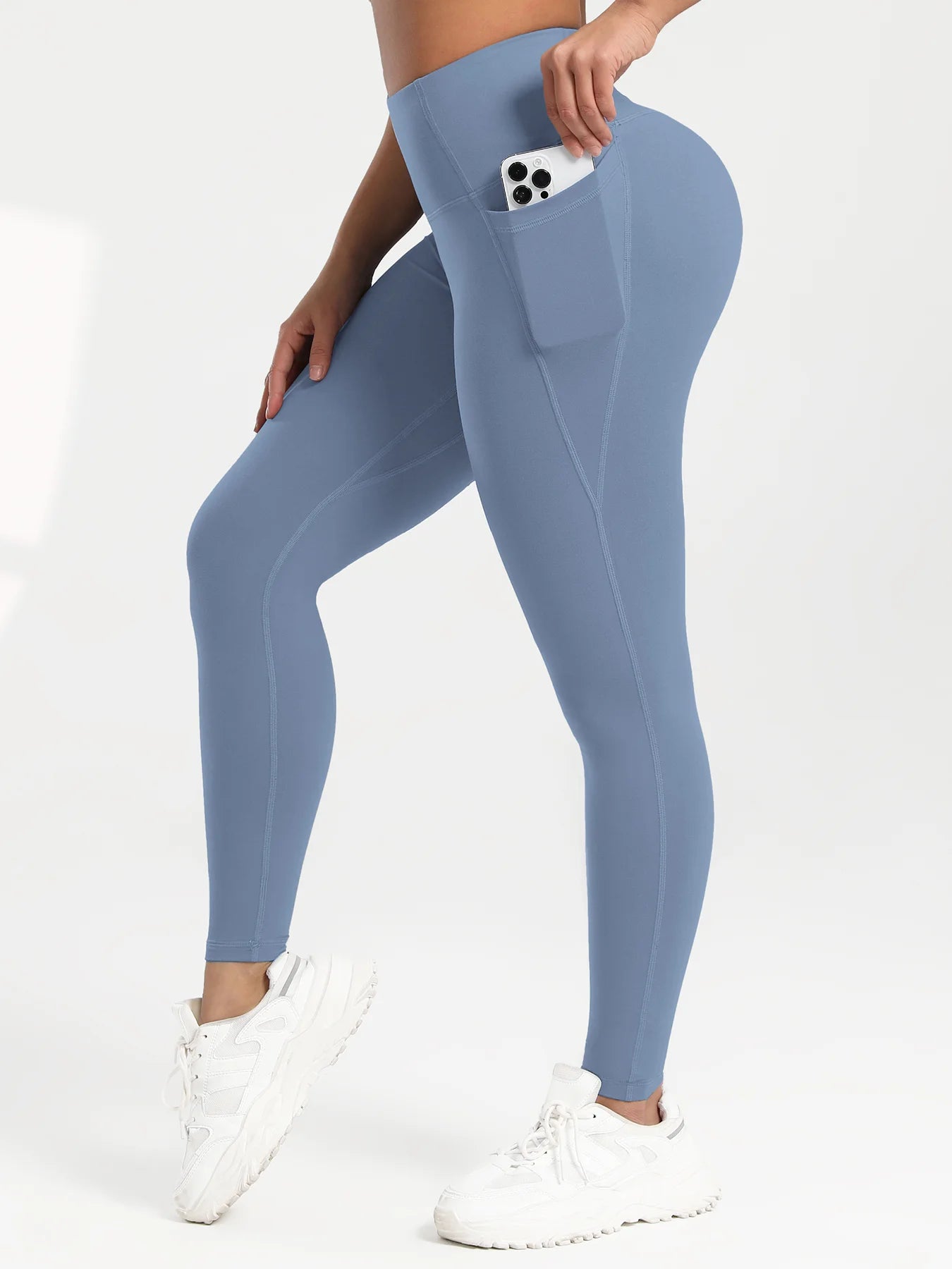 Solid Color Back Waist Pocket High Waist Fitness Yoga Legging soft Women Sport Pant Tight Butter Athletic Gym Ankle - Length Pants - SwiftTrends™