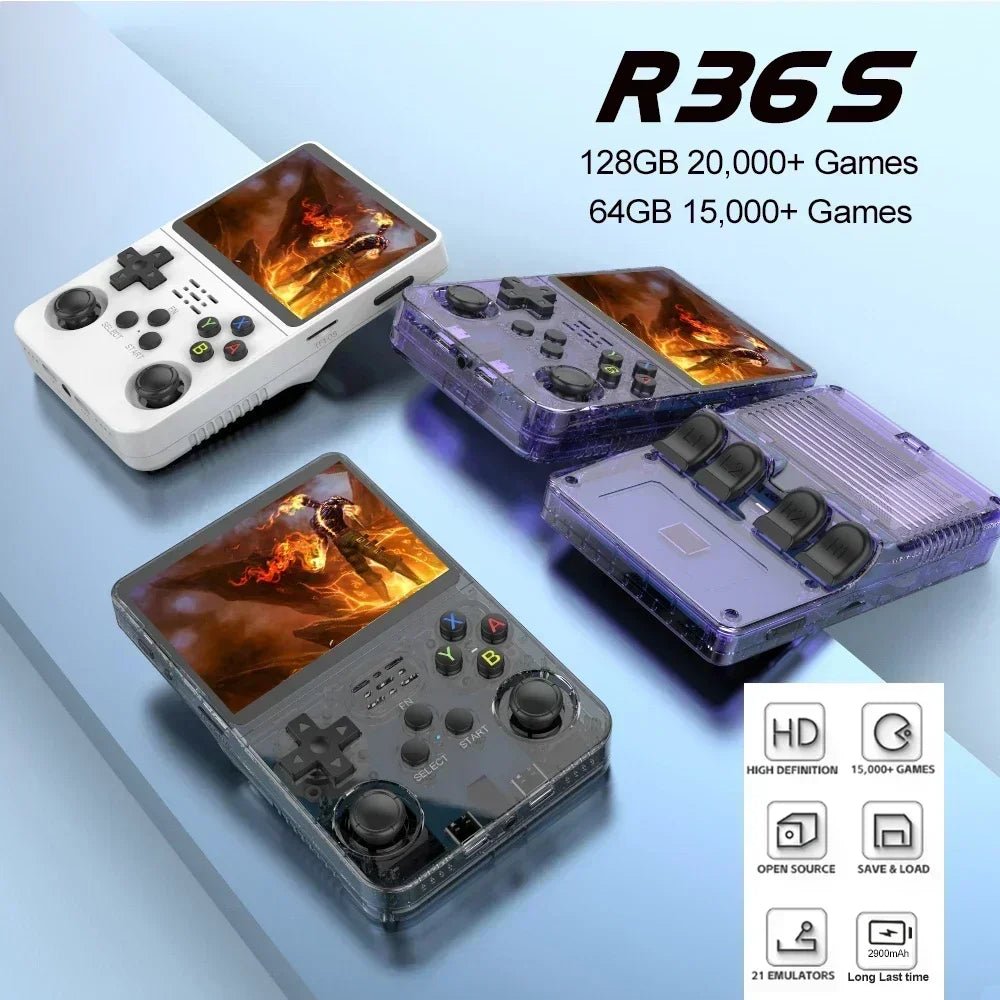 TOP Sale BOYHOM 256G/128G/64G R36S ARKOS 2.0 Retro Game Console 3.5'' IPS screen,Portable Pocket Game Player for children gift - SwiftTrends™