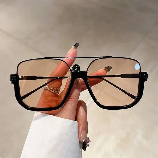 Trendy Polygonal Punk Sunglasses Oversized Goggle Advanced Sense One Piece Large Frame Sun Glasses New Steampunk Eyewear UV400 - SwiftTrends™