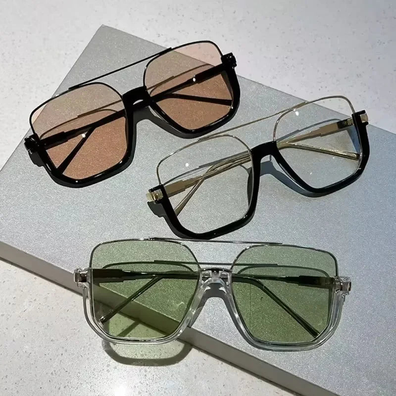 Trendy Polygonal Punk Sunglasses Oversized Goggle Advanced Sense One Piece Large Frame Sun Glasses New Steampunk Eyewear UV400 - SwiftTrends™